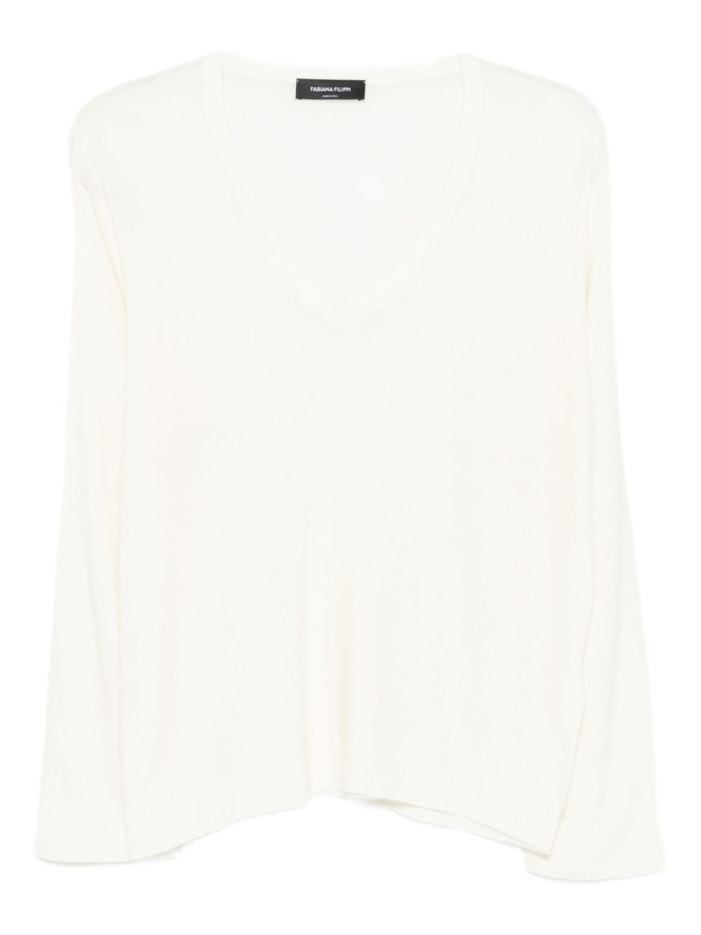 Fabiana Filippi Sweaters White — Wool V‑Neck Sweater