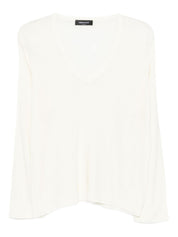 Fabiana Filippi Sweaters White — Wool V‑Neck Sweater