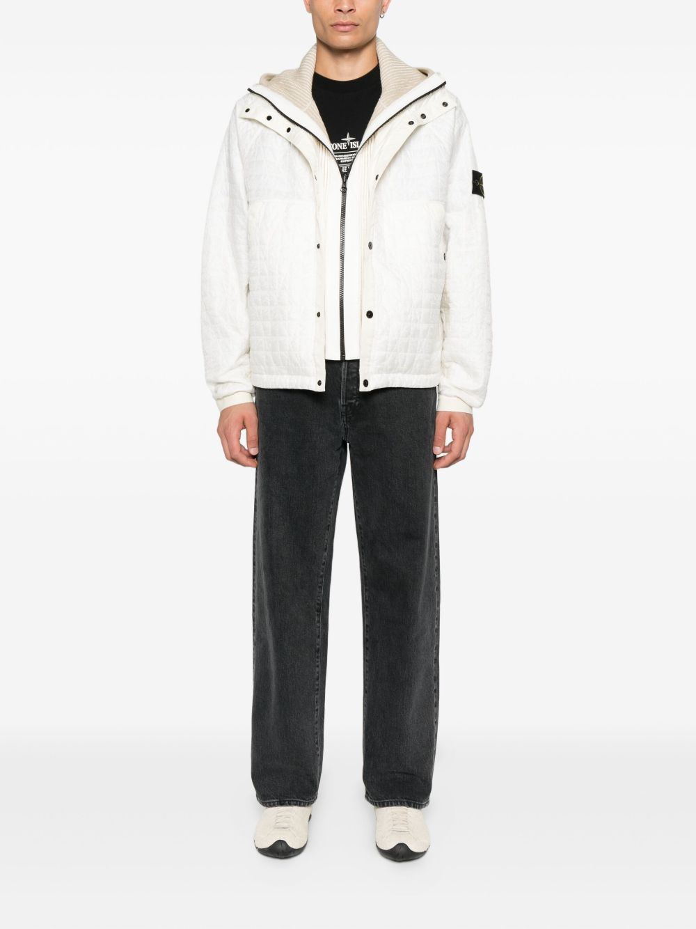 Stone Island Coats Ivory hooded blouson jacket