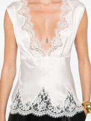 Beige Silk-Blend Top — Ermanno Firenze