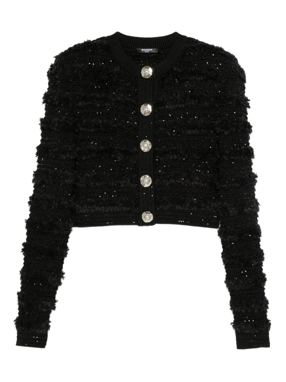 Balmain Sweaters Black cropped tweed cardigan