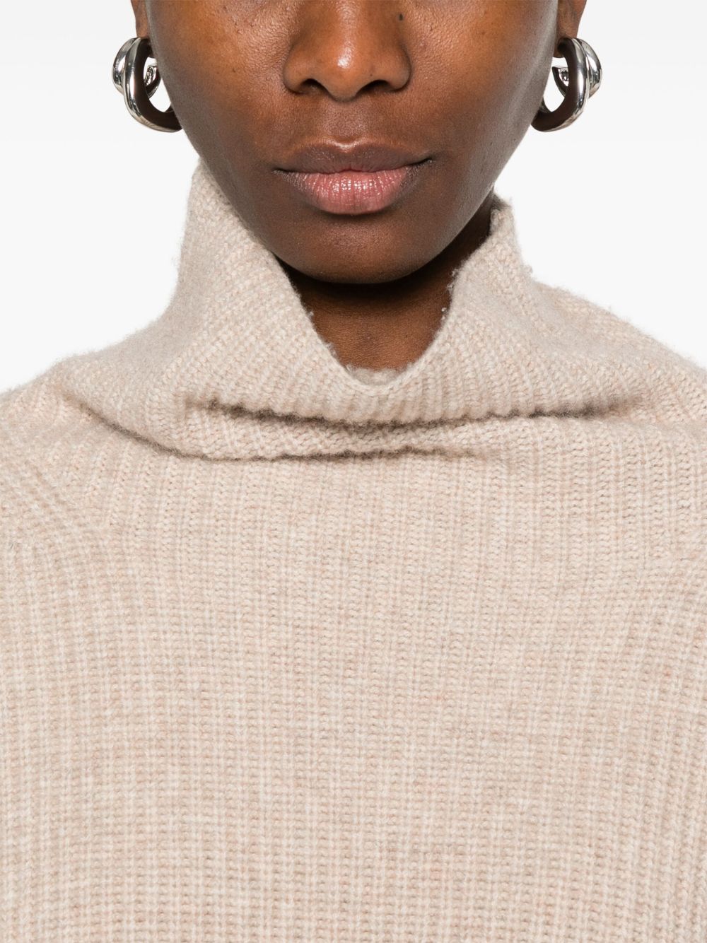 Isabel Marant Sweaters Beige — Ecru Roll-Neck Knit