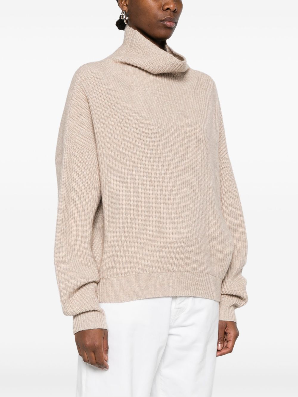 Isabel Marant Sweaters Beige — Ecru Roll-Neck Knit