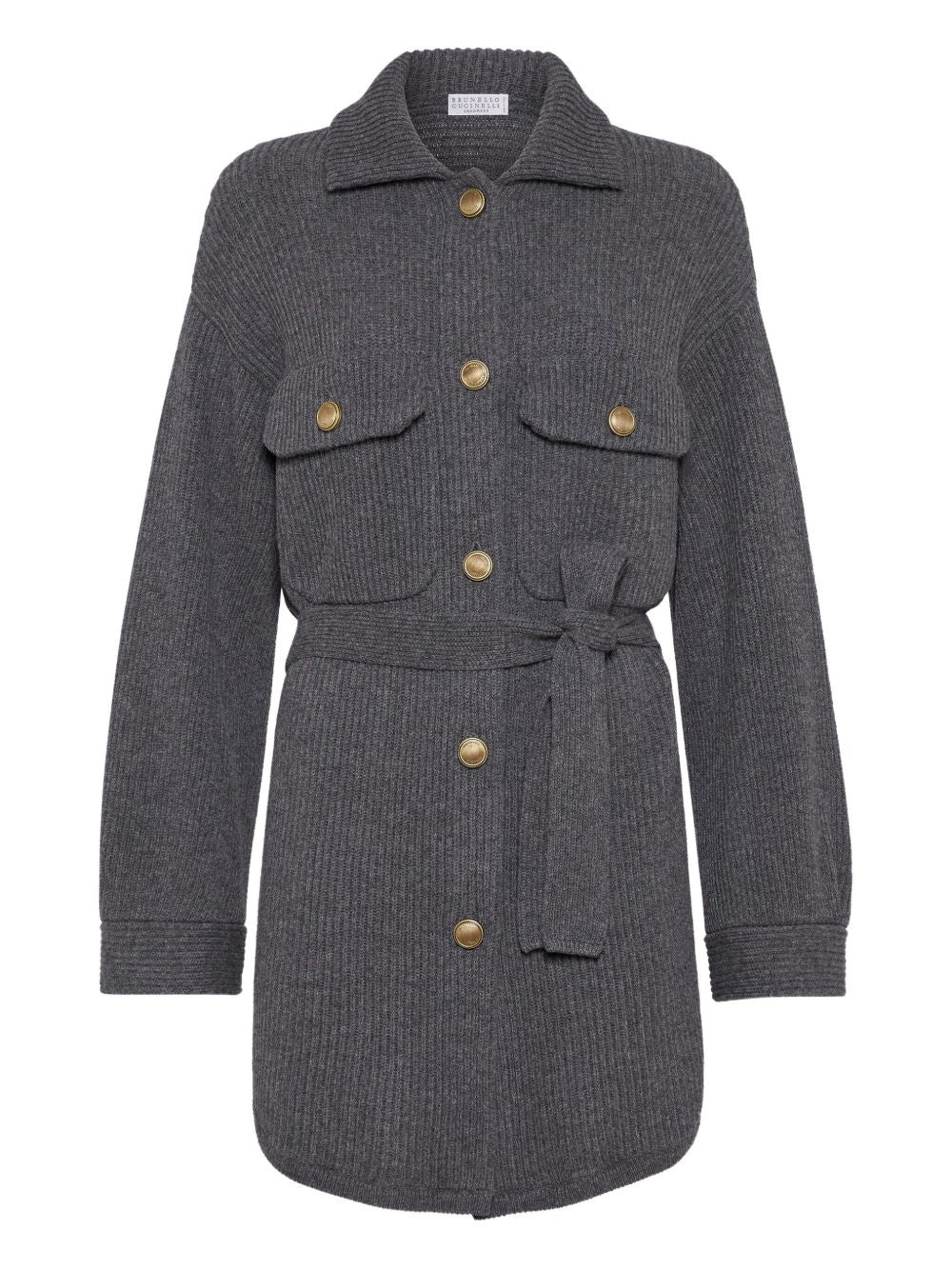 Brunello Cucinelli Grey Wool‑Cashmere Cardigan — Ribbed Luxury