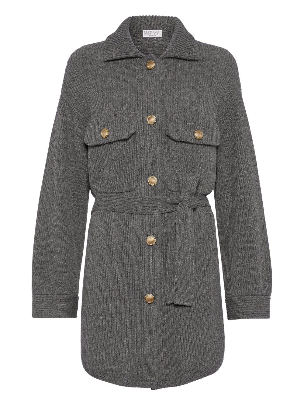 Brunello Cucinelli Grey Wool‑Cashmere Cardigan — Ribbed Luxury