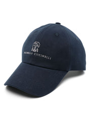 Casquette en nylon et soie bleue Brunello Cucinelli