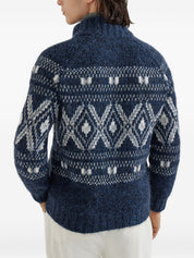 Brunello Cucinelli Sweaters Blue wool zip cardigan