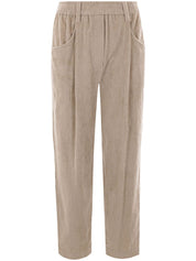 Pantalon Brunello Cucinelli en Velours Côtelé Beige