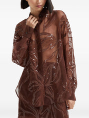 Brunello Cucinelli Shirts Bordeaux silk floral