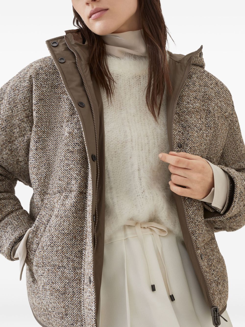 Beige Quilted Down Jacket — Brunello Cucinelli