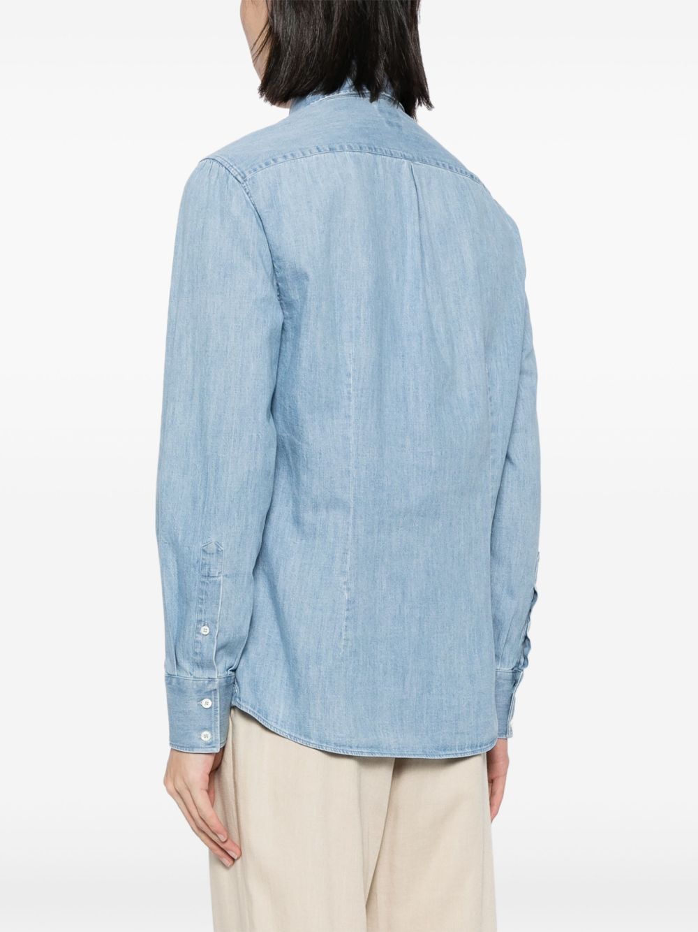 Brunello Cucinelli Clear Blue Cotton Chambray Shirt