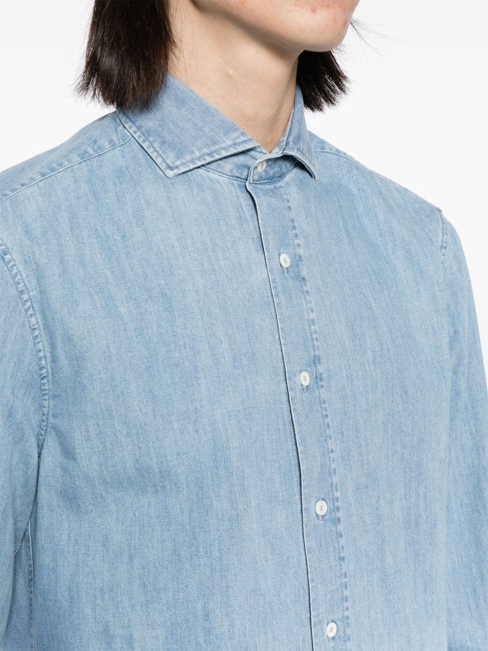 Brunello Cucinelli Clear Blue Cotton Chambray Shirt