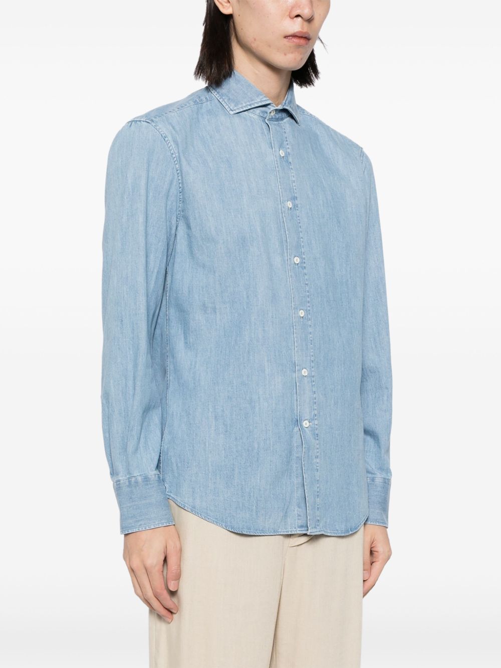 Brunello Cucinelli Clear Blue Cotton Chambray Shirt