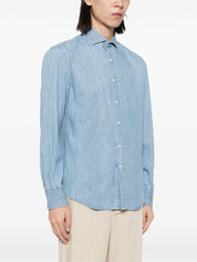 Brunello Cucinelli Clear Blue Cotton Chambray Shirt