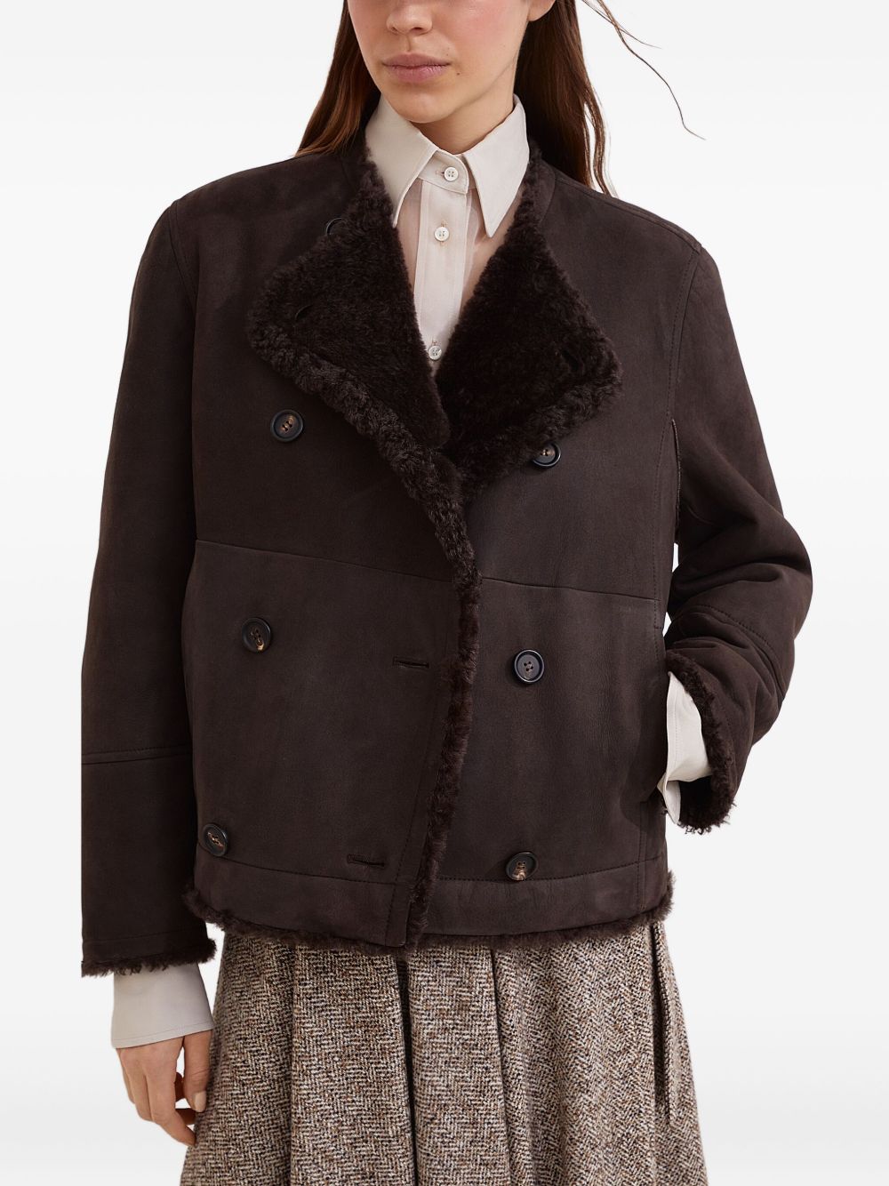 Brunello Cucinelli Jackets Brown reversible fur jacket