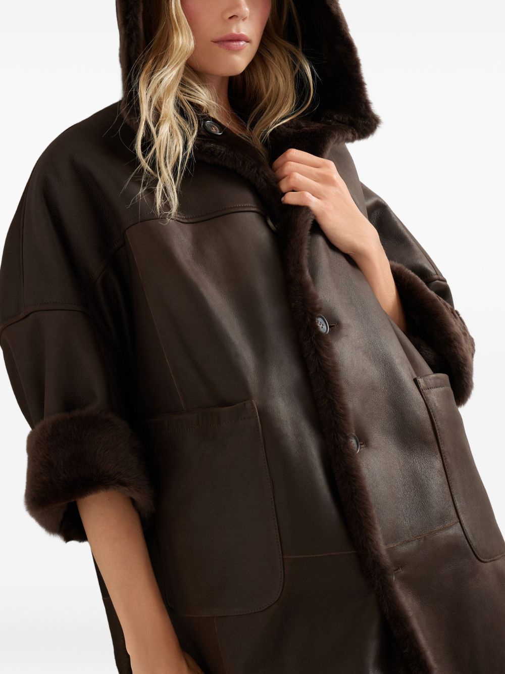 Manteaux Brunello Cucinelli Col haut marron