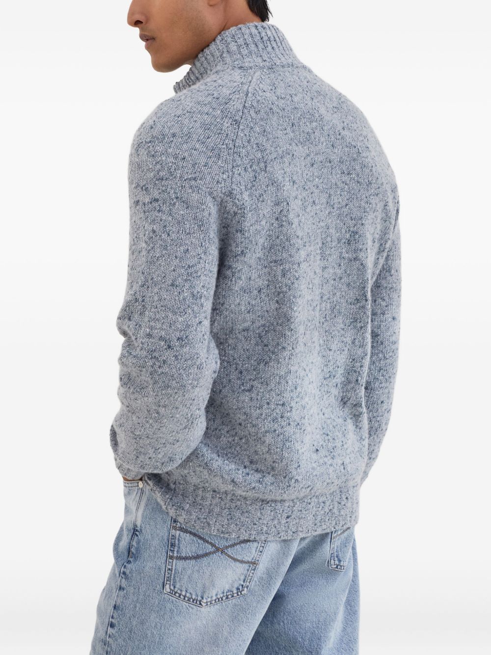 Clear Blue Cashmere Zip Cardigan — Brunello Cucinelli