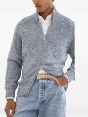 Clear Blue Cashmere Zip Cardigan — Brunello Cucinelli