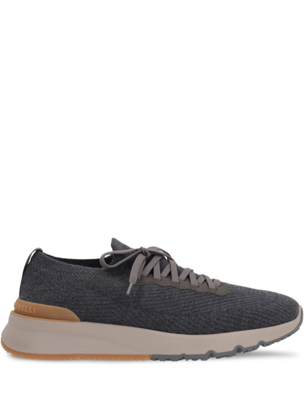 Brunello Cucinelli Sneakers in Grey Silk and Wool