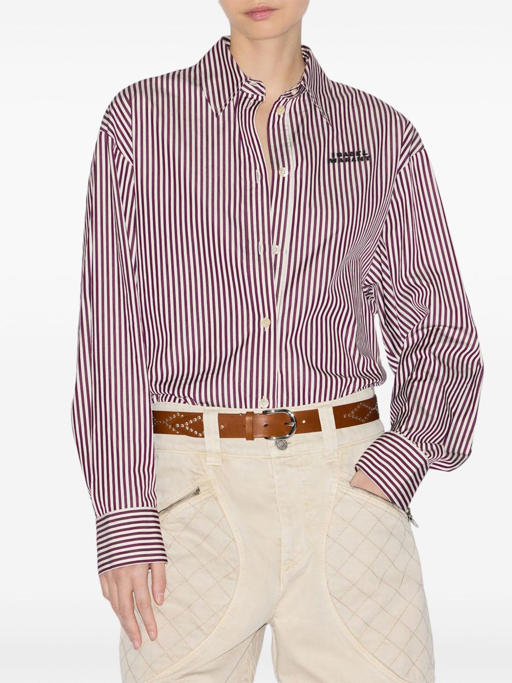 Isabel Marant beige cotton stripe shirt