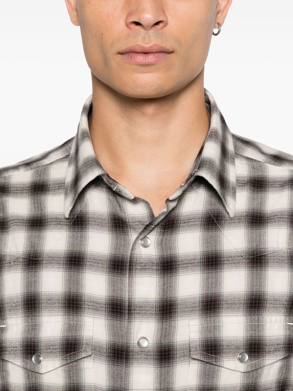 Tom Ford brown checked cotton-blend shirt