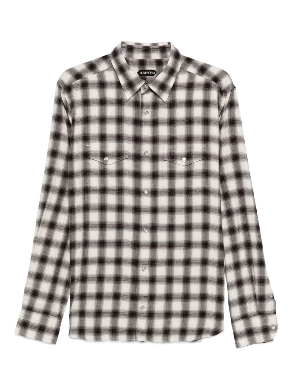 Tom Ford brown checked cotton-blend shirt
