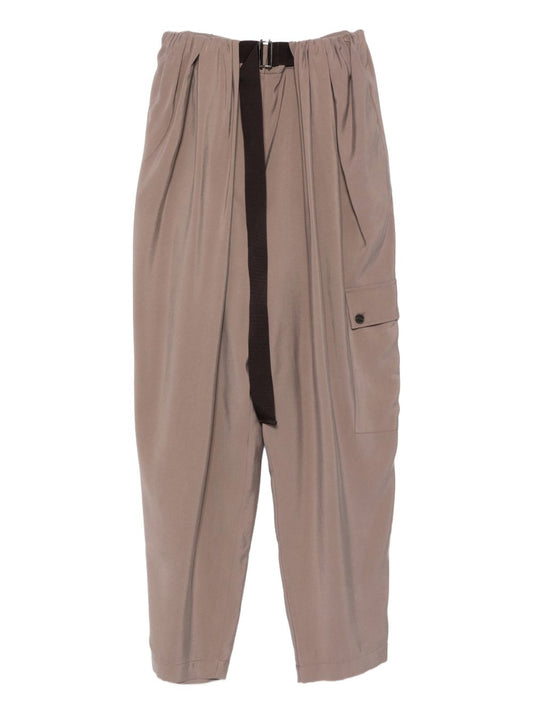 Alysi Grey Silk-Blend Trousers
