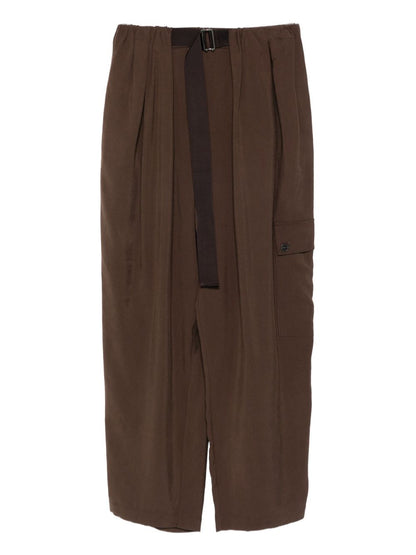 Alysi Trousers in Brown Silk Nylon