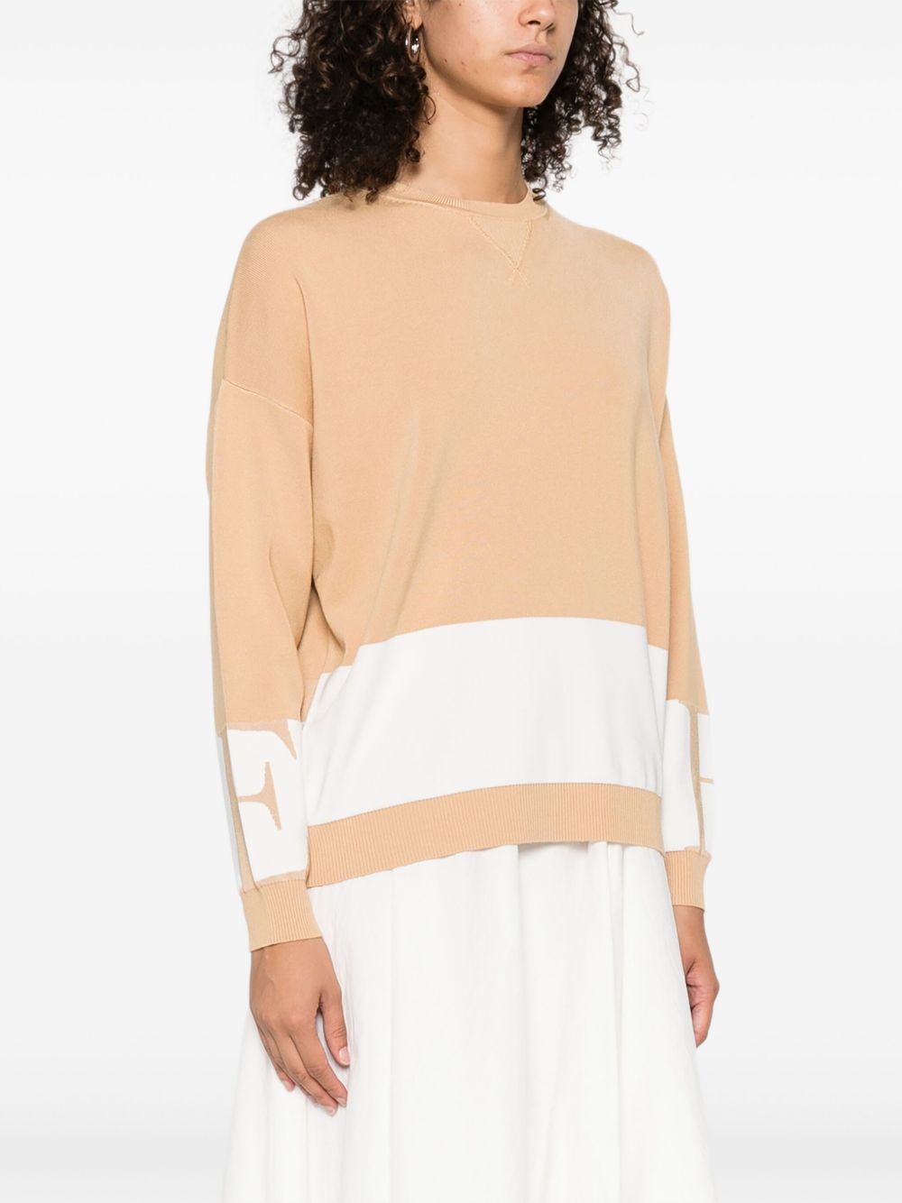 Elisabetta Franchi Sweaters Beige silk blend crewneck