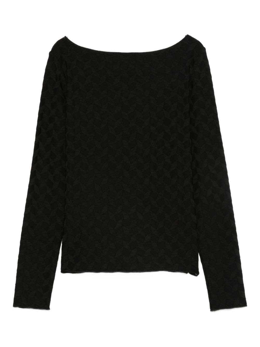 Emporio Armani Sweaters Black — Boat‑Neck Textured Knit