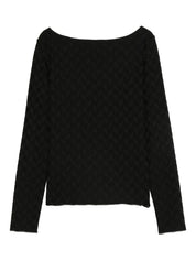 Emporio Armani Sweaters Black — Boat‑Neck Textured Knit
