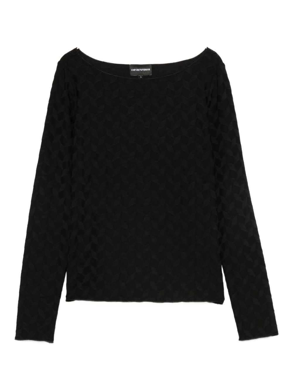 Emporio Armani Sweaters Black — Boat‑Neck Textured Knit