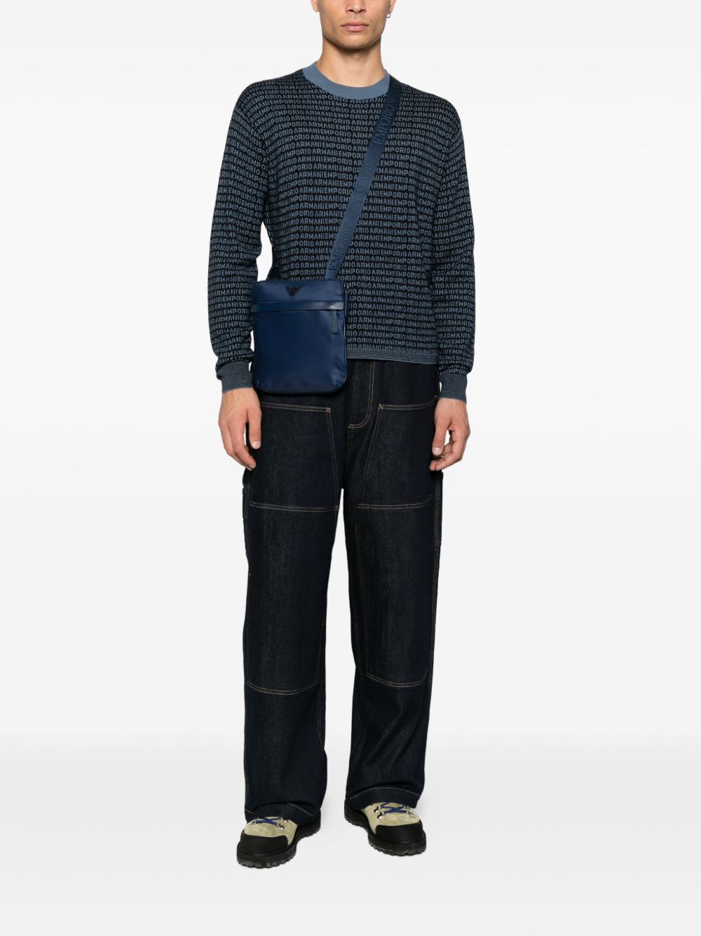 Emporio Armani Sweaters Blue crewneck jumper