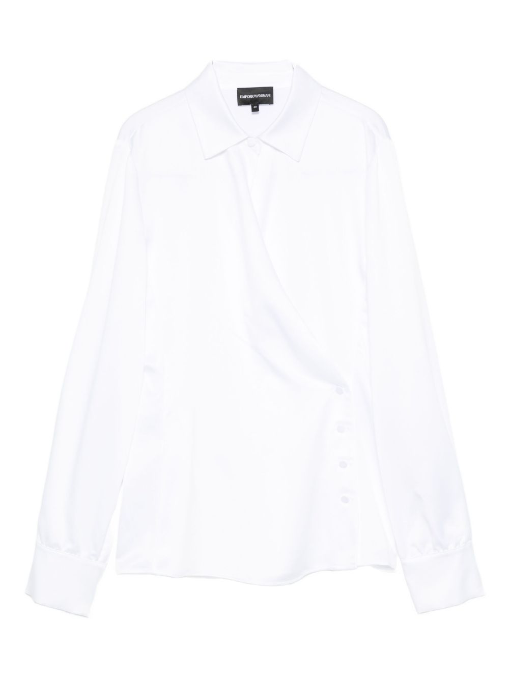 Emporio Armani White Wrap‑Front Shirt — Long Sleeve