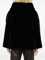 Emporio Armani Black Coat — Luxe Faux-Fur Hooded Jacket