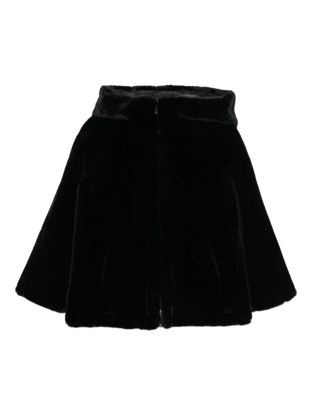 Emporio Armani Black Coat — Luxe Faux-Fur Hooded Jacket