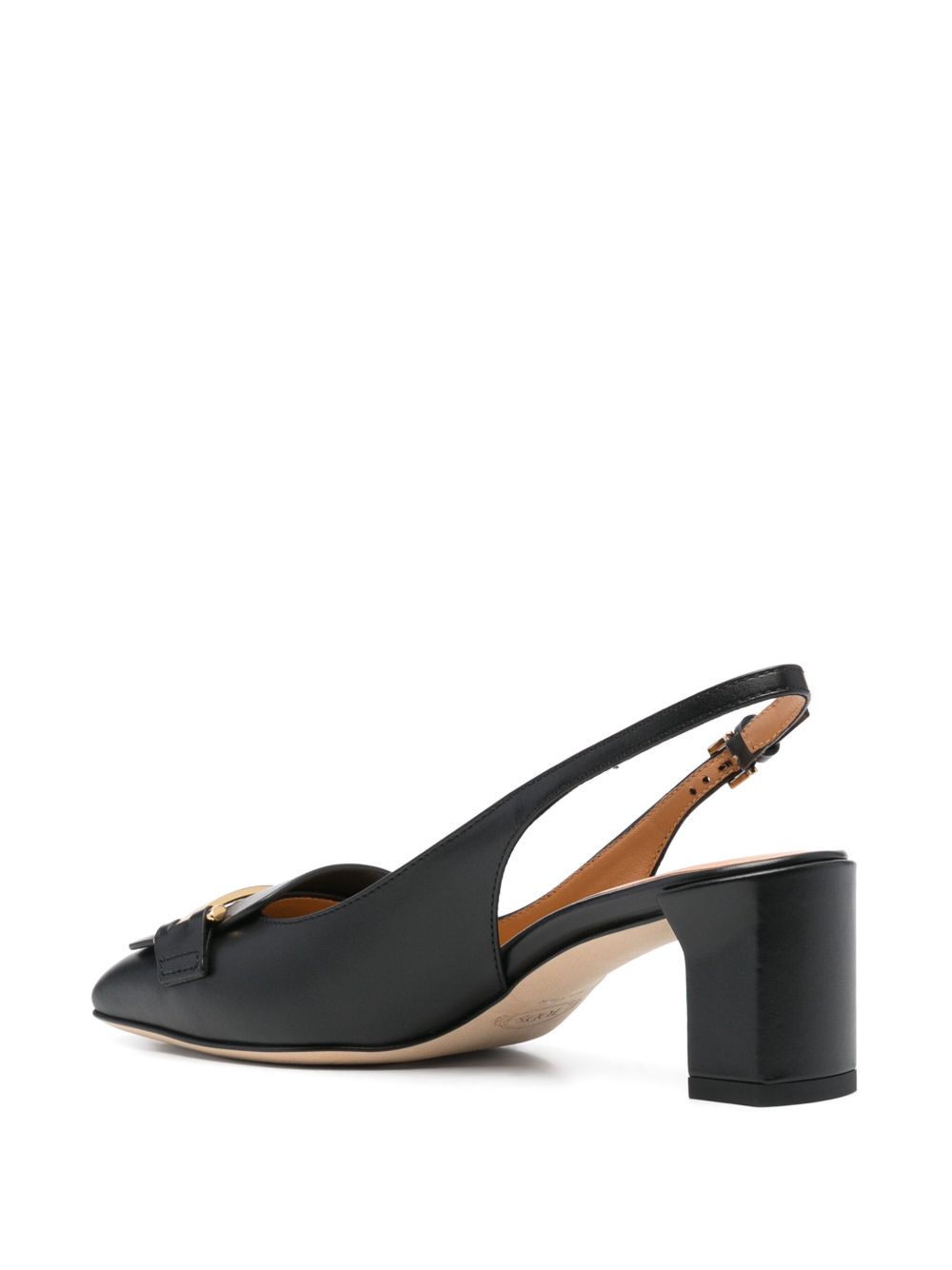 Tod's With Heel Black — Leather Medium Heel Slingbacks