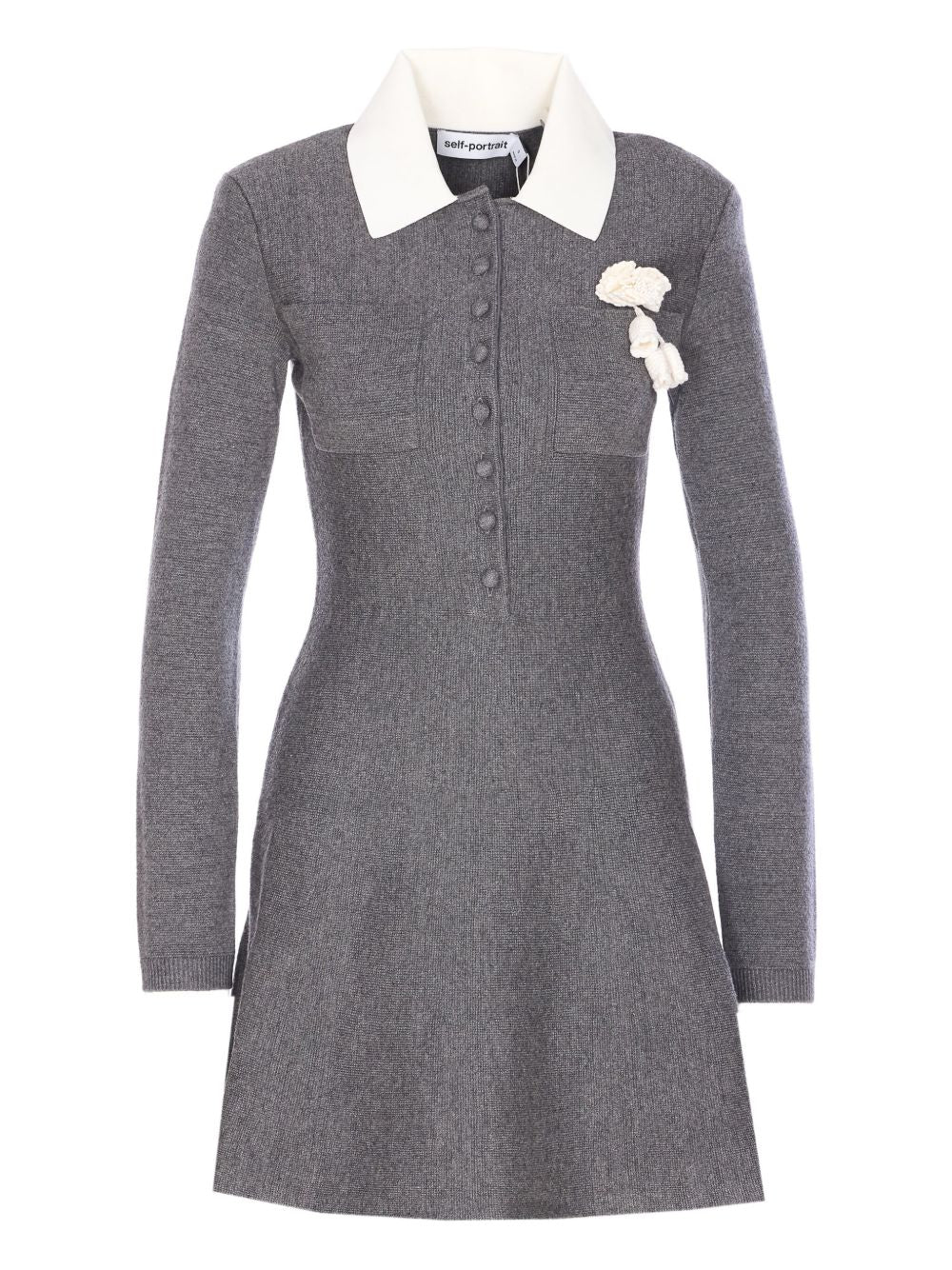 Self-Portrait Dresses Grey crochet flower detail