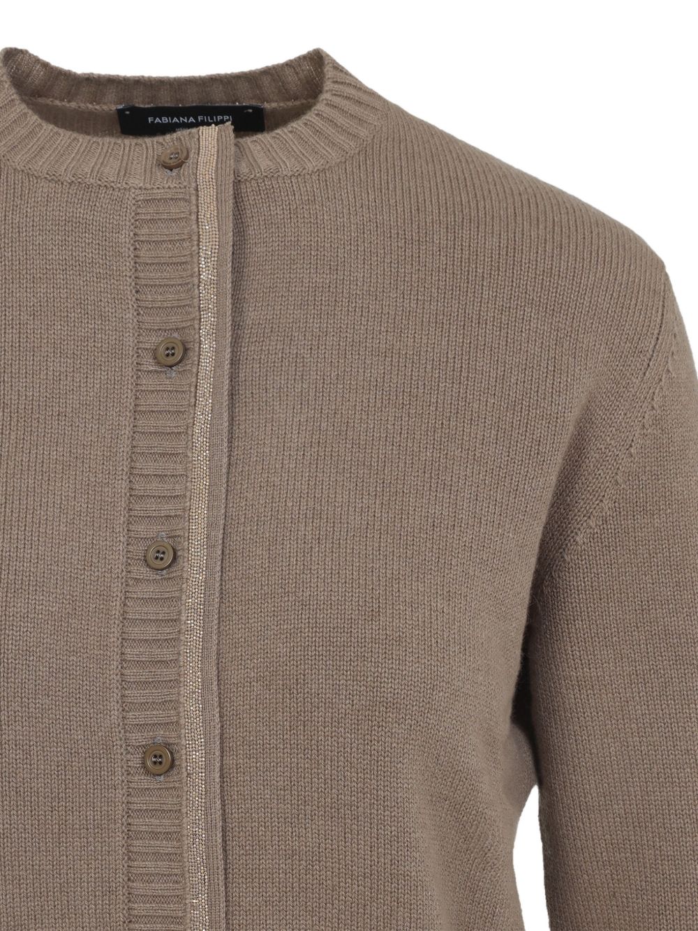 Fabiana Filippi Brown Ribbed Sweater Jacket