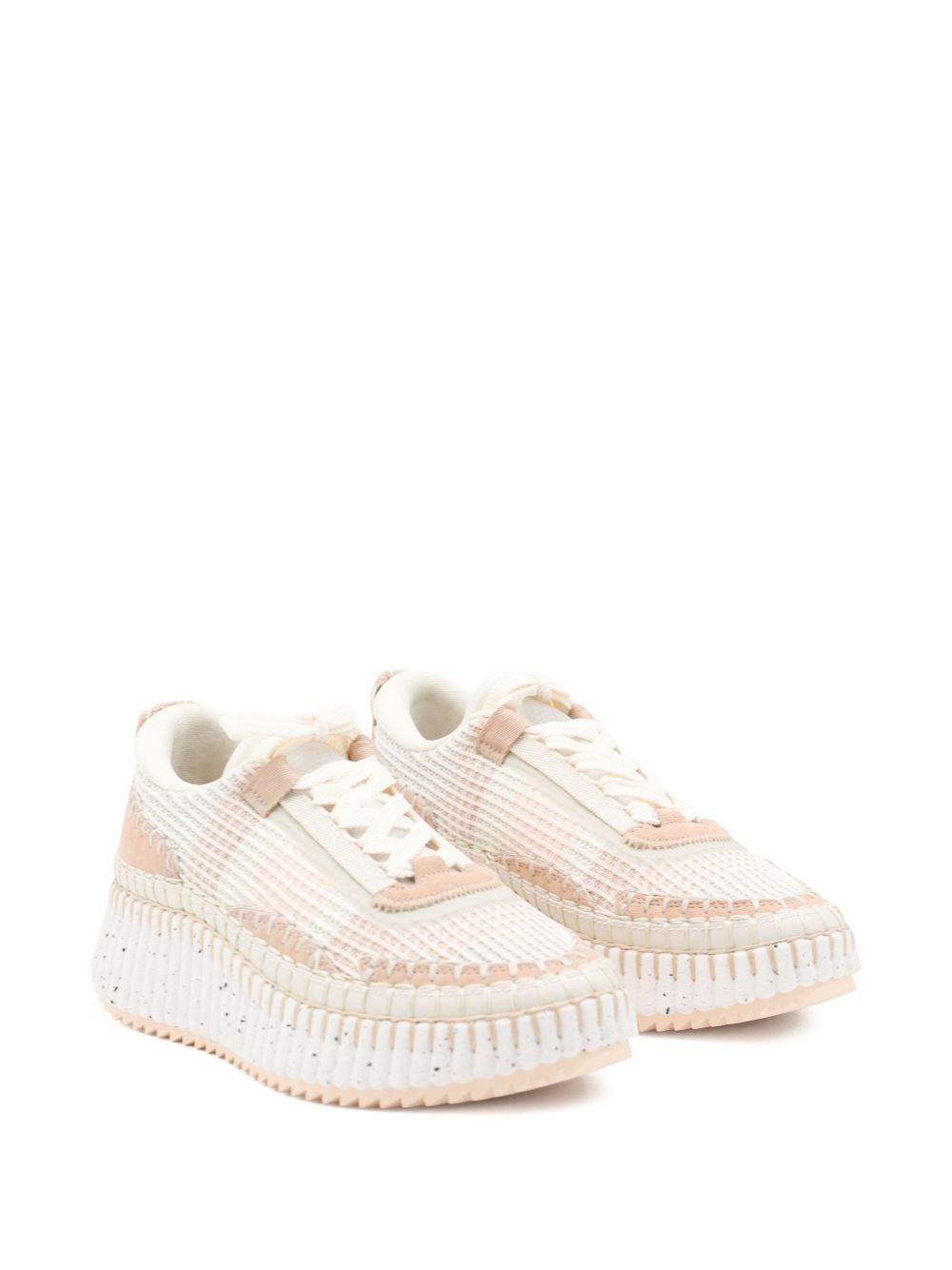 Chloé Sneakers Beige — Woven Blush‑Pink Luxe