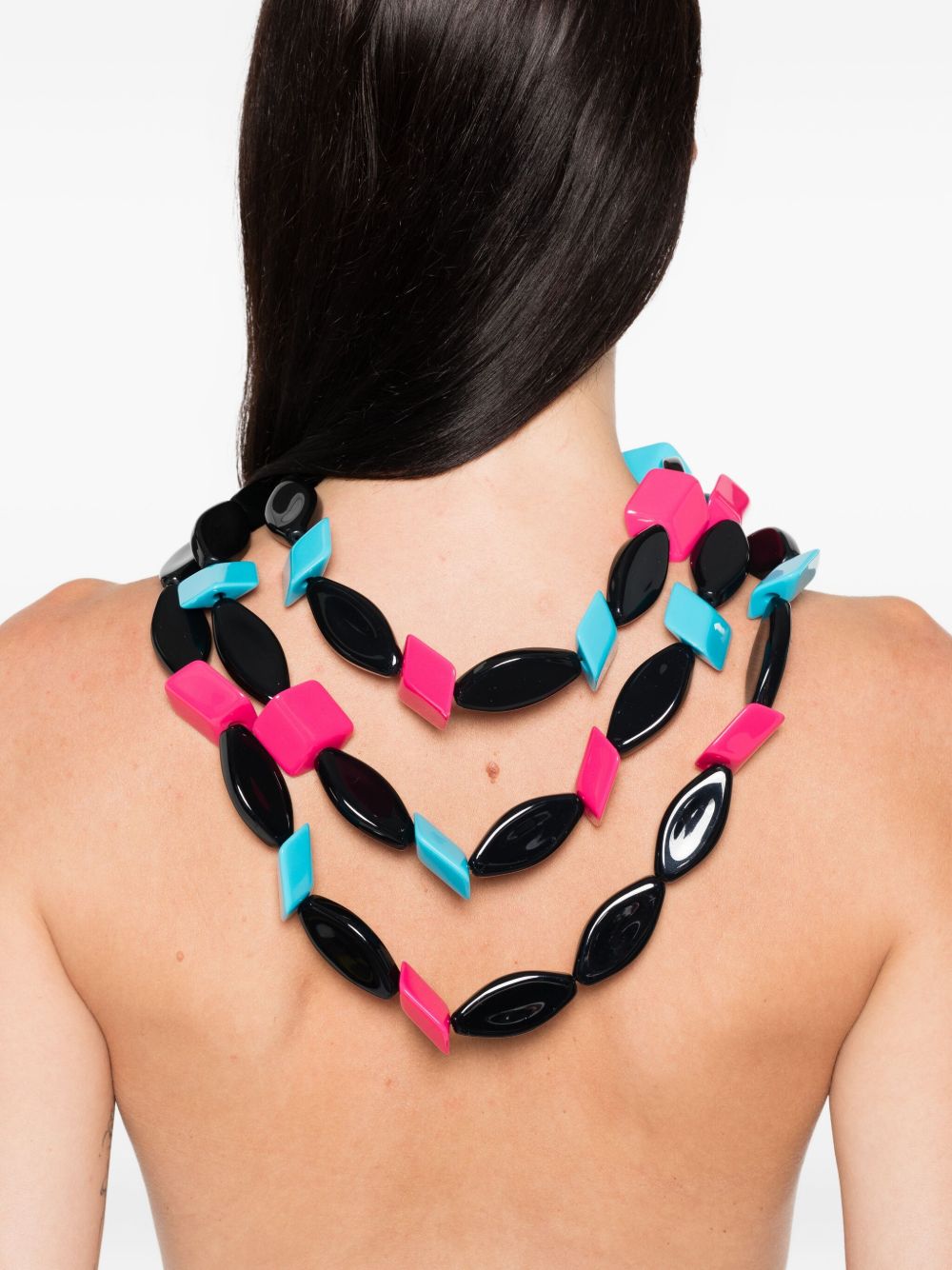 EMPORIO ARMANI EXCLUSIVE Bijoux Black necklace with geometric beads