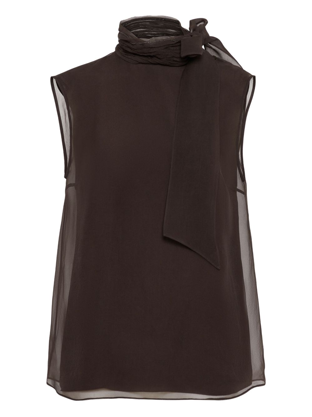 Brunello Cucinelli Brown Silk Tank — Layered Luxury
