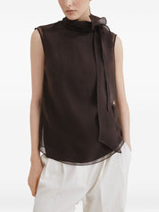 Brunello Cucinelli Brown Silk Tank — Layered Luxury