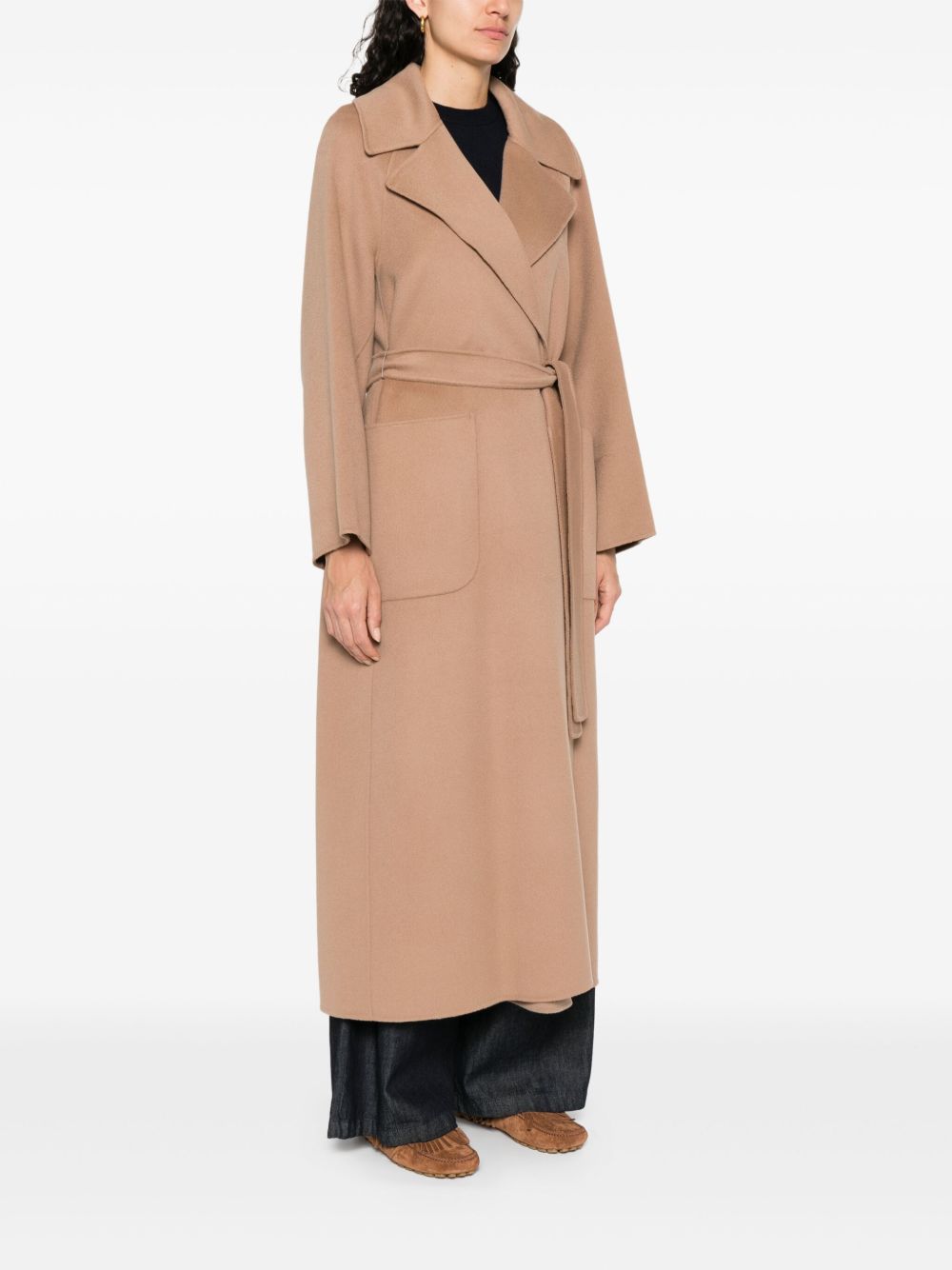 S Max Mara Camel Coat — Long Wool Silk Blend