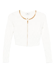 Ivory Cropped Cardigan — Elisabetta Franchi Sweater