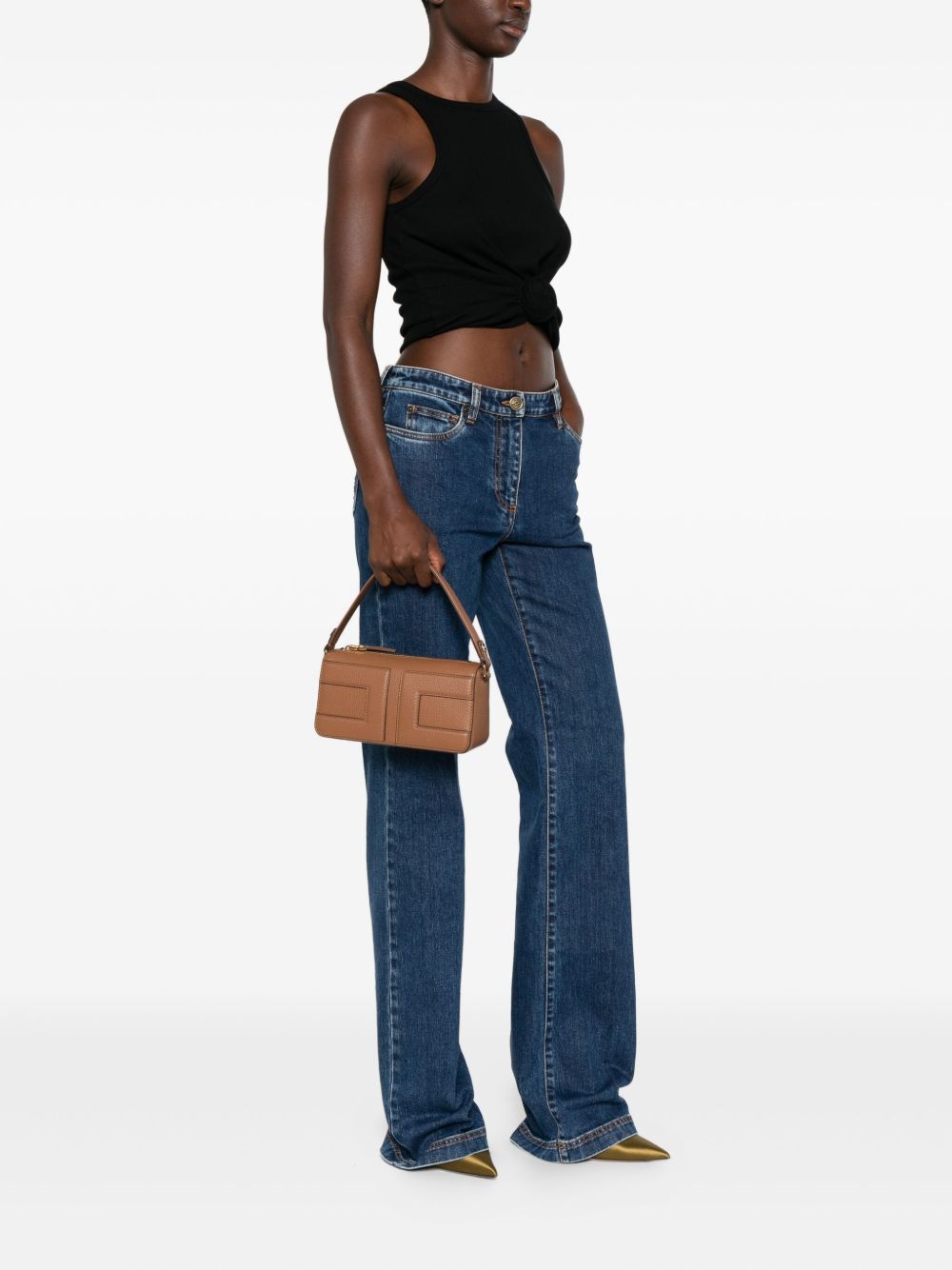 Elisabetta Franchi Leather Brown Shoulder Bag