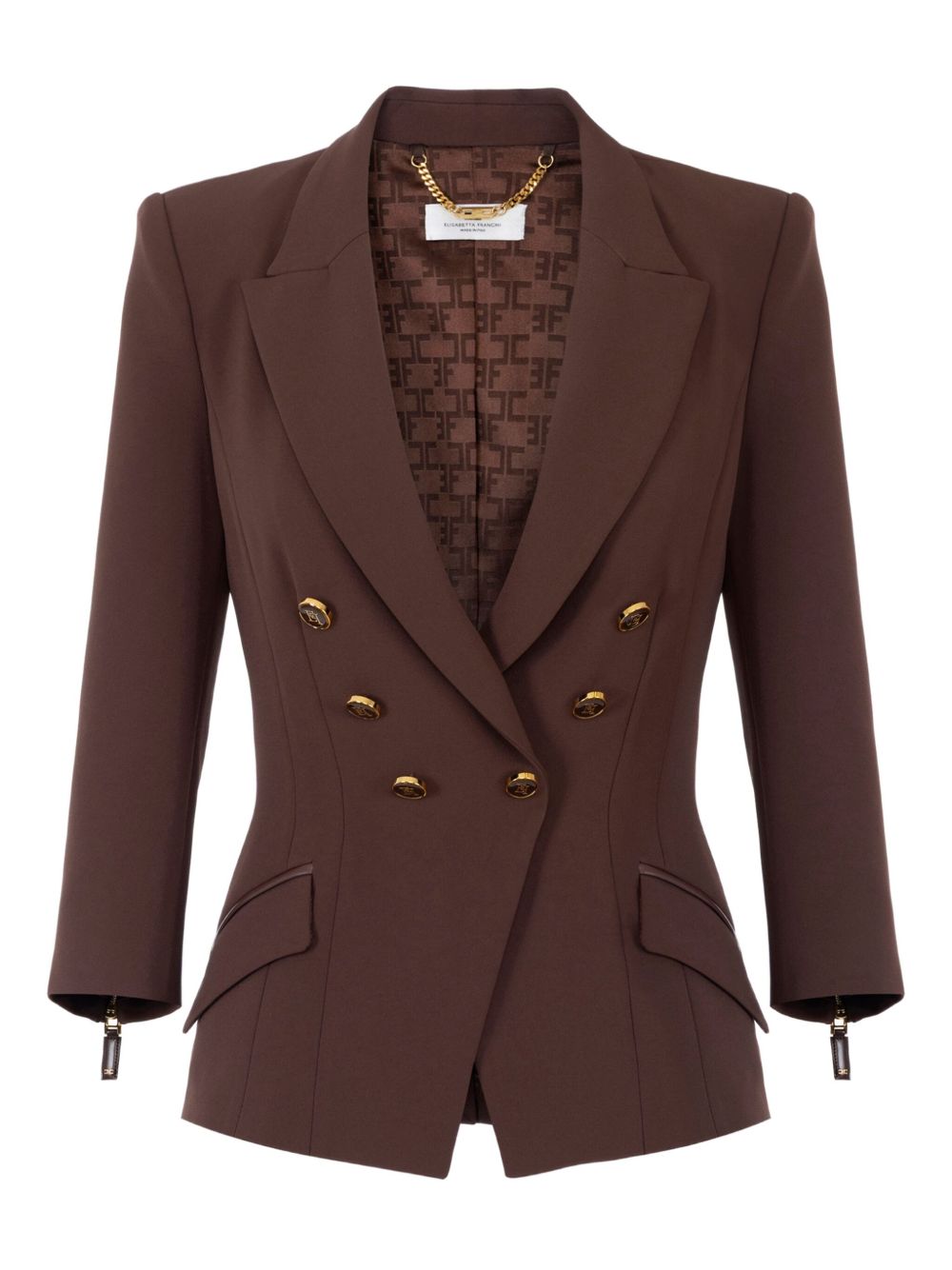 Elisabetta Franchi Jackets Brown leather trim