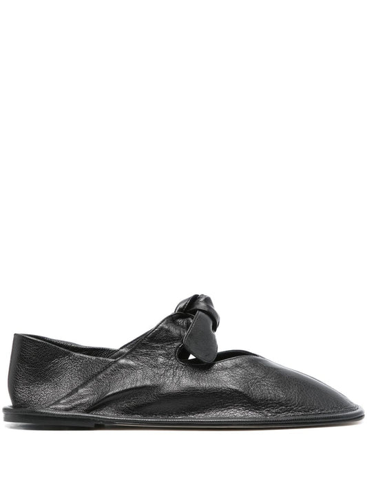 Black Leather Ballet Flats — Hereu Comfort & Sculpted Elegance