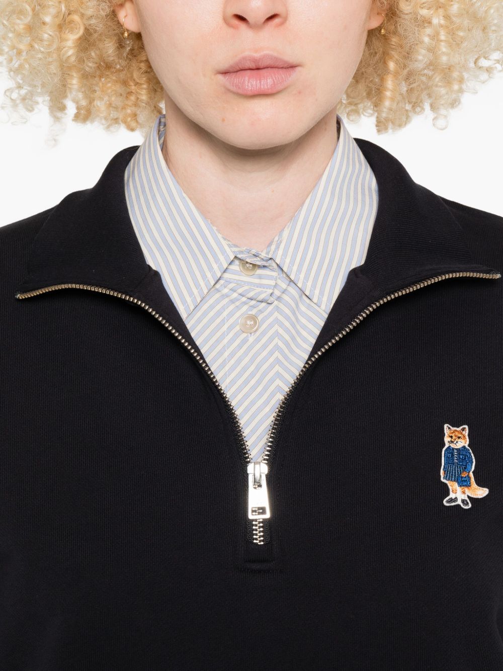 Maison Kitsuné Black Cotton-Blend Sweater