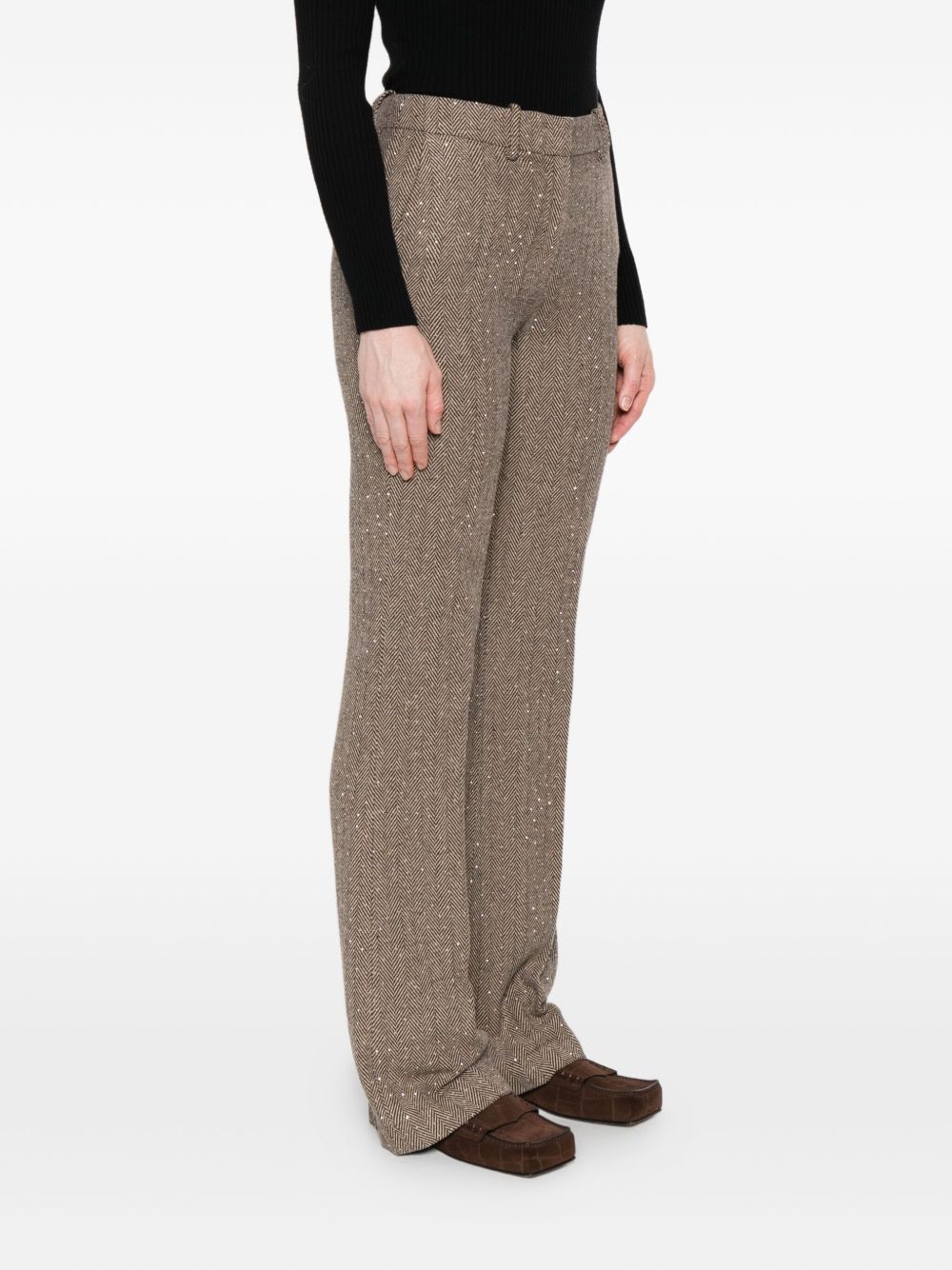 Pantalon Ermanno Firenze en nylon et soie marron
